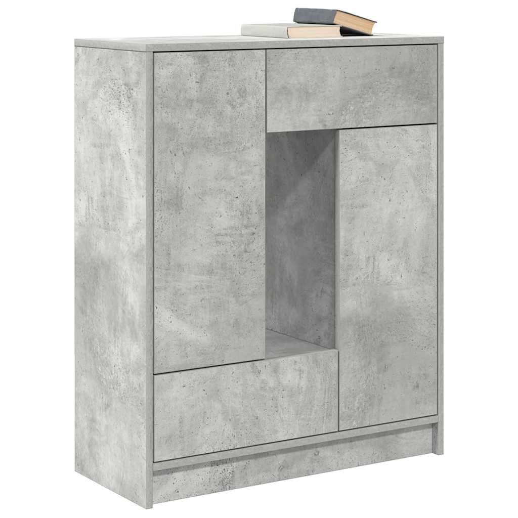 betonszürke komód fiókokkal és ajtókkal 73x31x90 cm