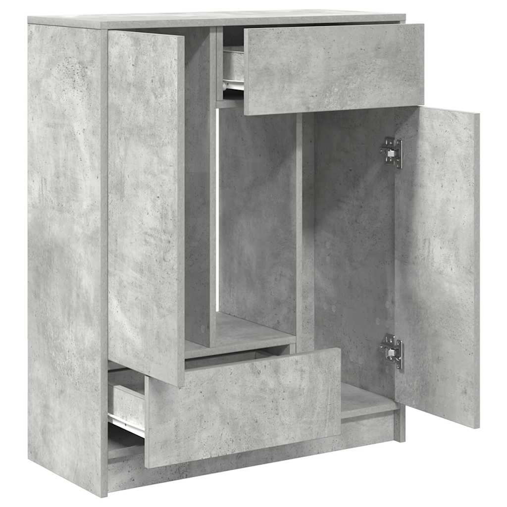 betonszürke komód fiókokkal és ajtókkal 73x31x90 cm