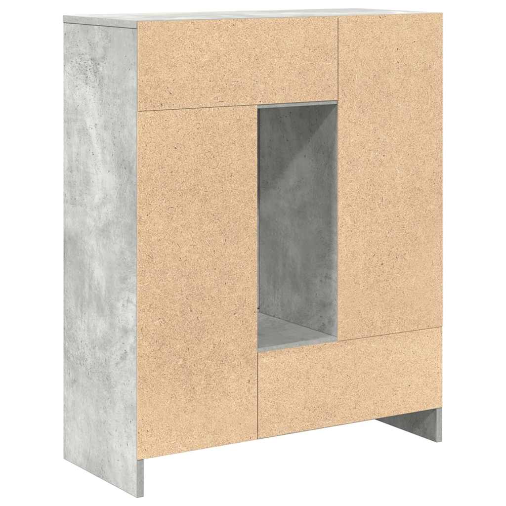 betonszürke komód fiókokkal és ajtókkal 73x31x90 cm