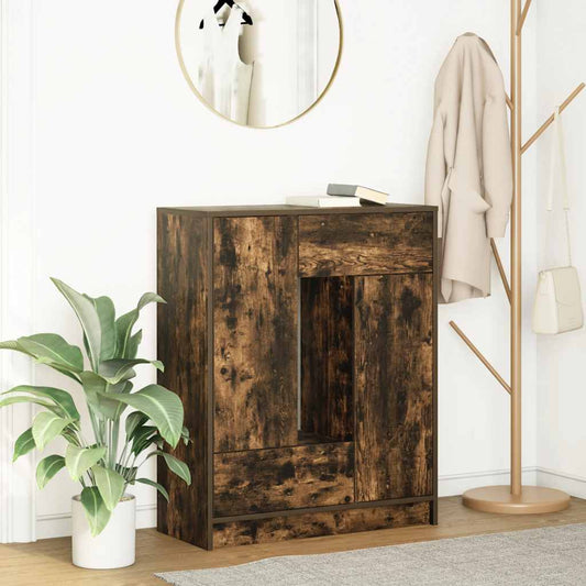 füstölt tölgy komód fiókokkal és ajtókkal 73x31x90 cm