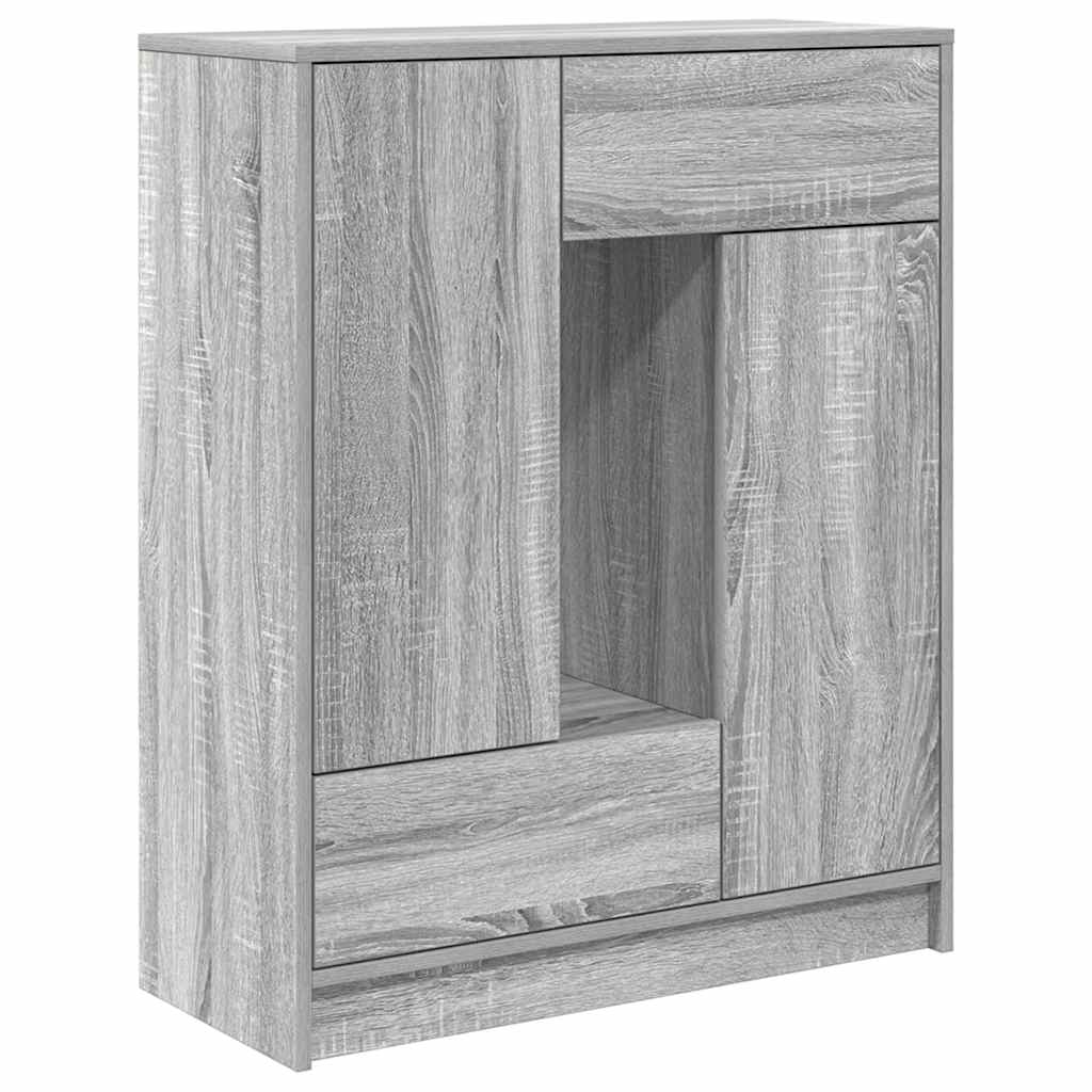 szürke sonoma komód fiókokkal és ajtókkal 73x31x90 cm