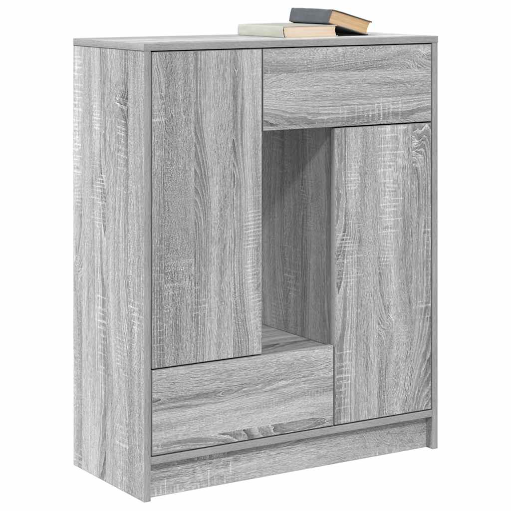 szürke sonoma komód fiókokkal és ajtókkal 73x31x90 cm