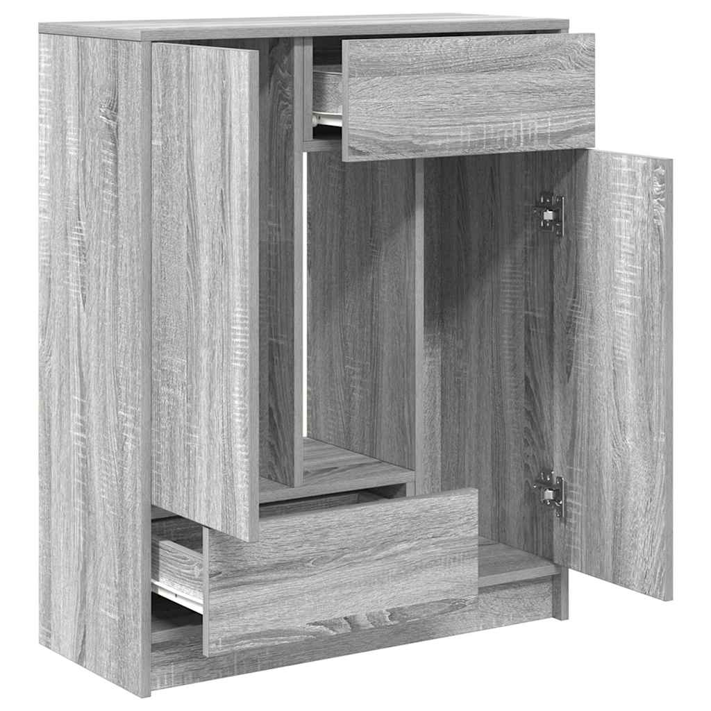 szürke sonoma komód fiókokkal és ajtókkal 73x31x90 cm