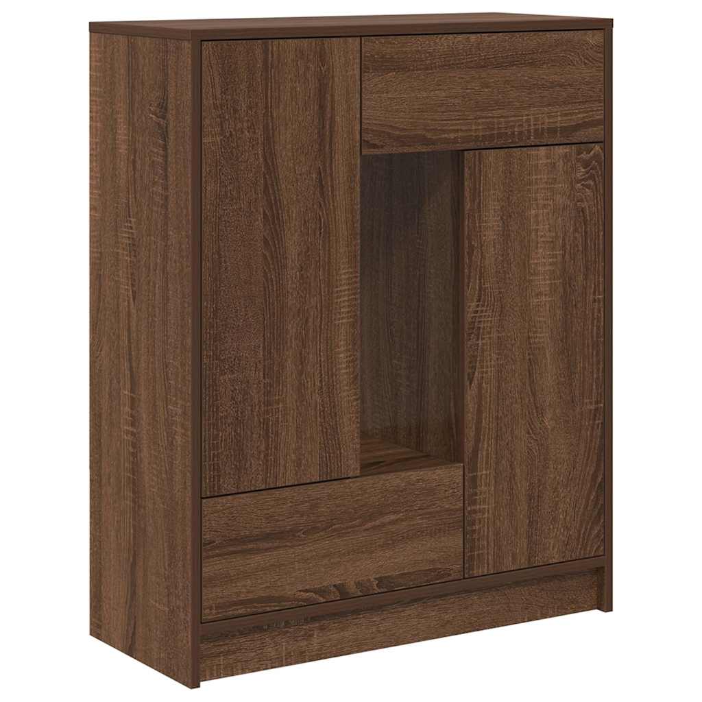 barna tölgy komód fiókokkal és ajtókkal 73x31x90 cm