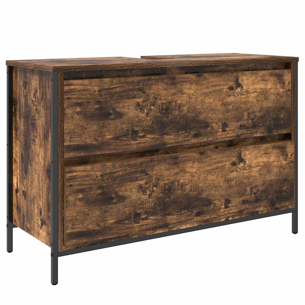 füstös tölgy fürdőszobai mosdószekrény fiókokkal 90x34,5x60 cm