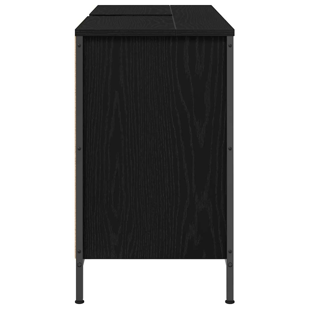 fekete tölgy mosdószekrény fiókokkal 90x34,5x60 cm