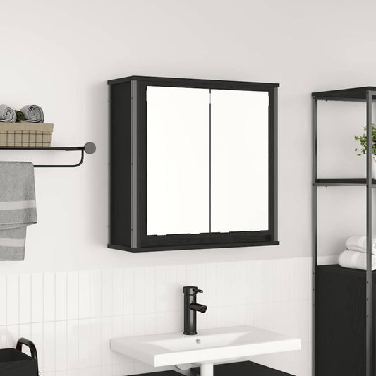 fekete tölgy fürdőszoba fali szekrény tükörrel 60x21x60 cm
