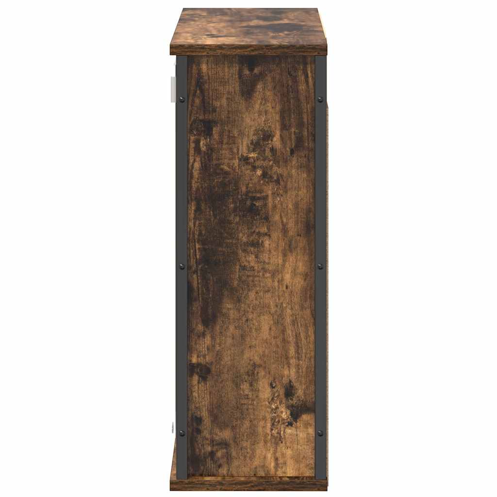 füstölt tölgy fürdőszoba fali szekrény tükörrel 60x21x60 cm