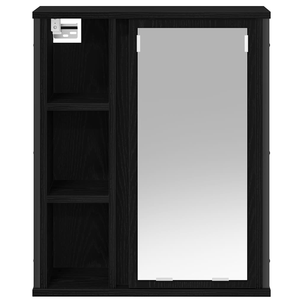 fekete tölgy fürdőszoba fali szekrény tükörrel 50x21x60 cm