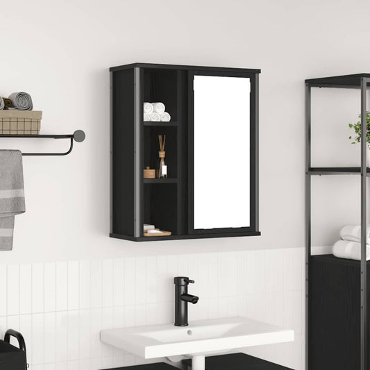 fekete tölgy fürdőszoba fali szekrény tükörrel 50x21x60 cm