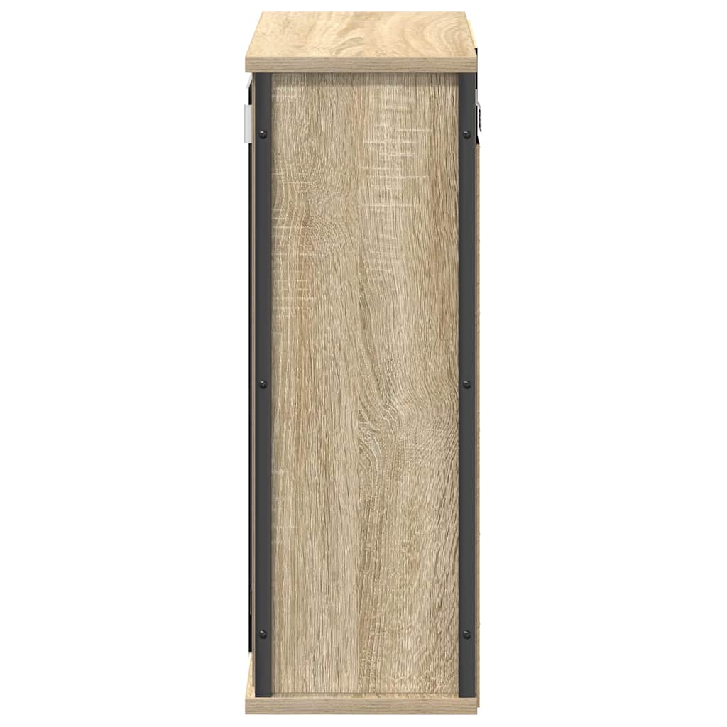 tölgy színű fürdőszoba fali szekrény tükörrel 50x21x60 cm