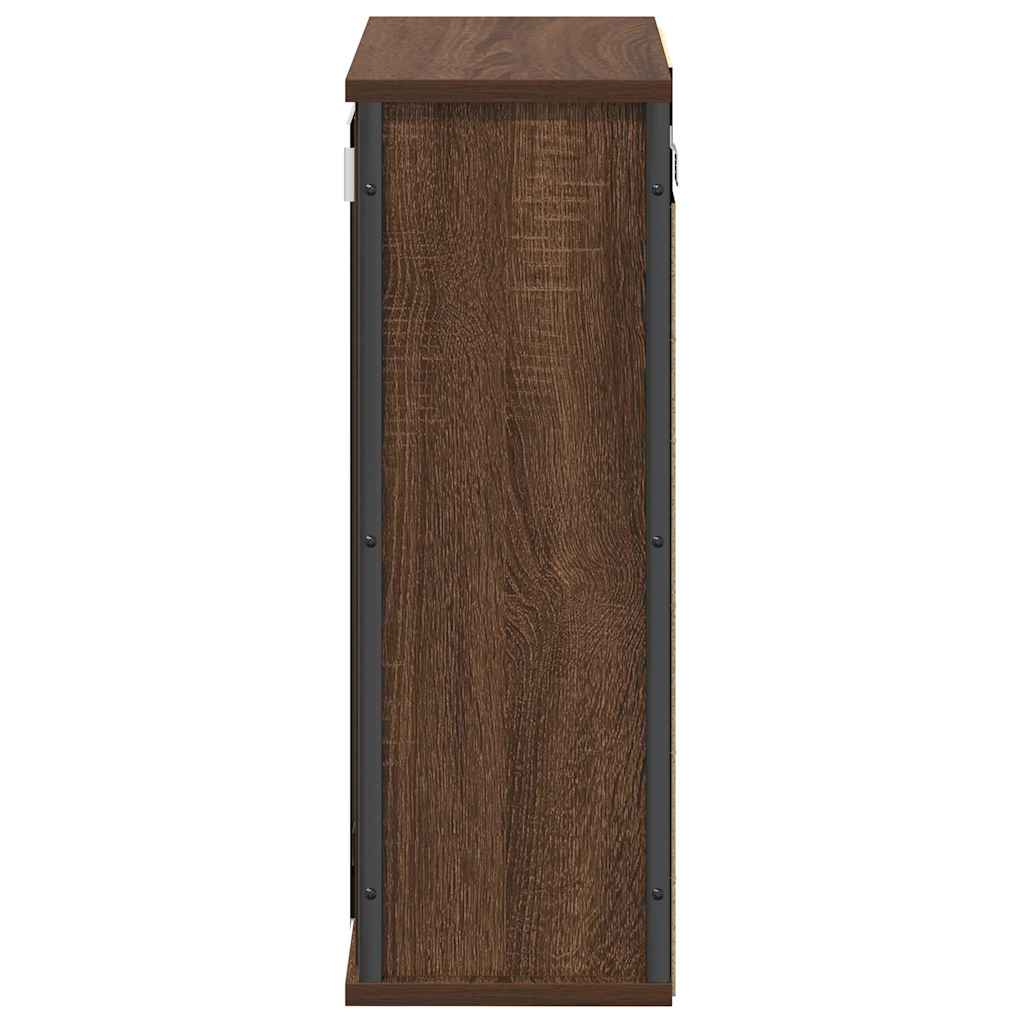 barna tölgy fürdőszoba fali szekrény tükörrel 50x21x60 cm