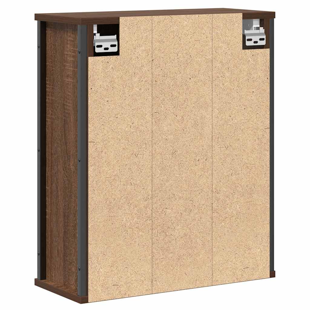 barna tölgy fürdőszoba fali szekrény tükörrel 50x21x60 cm