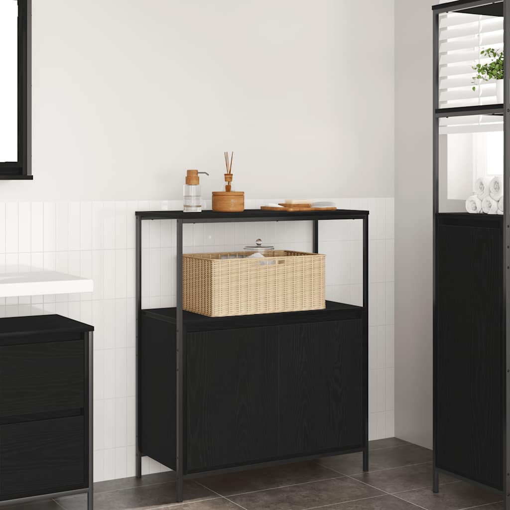 fekete tölgy fürdőszobaszekrény polcokkal 76,5x35x95 cm