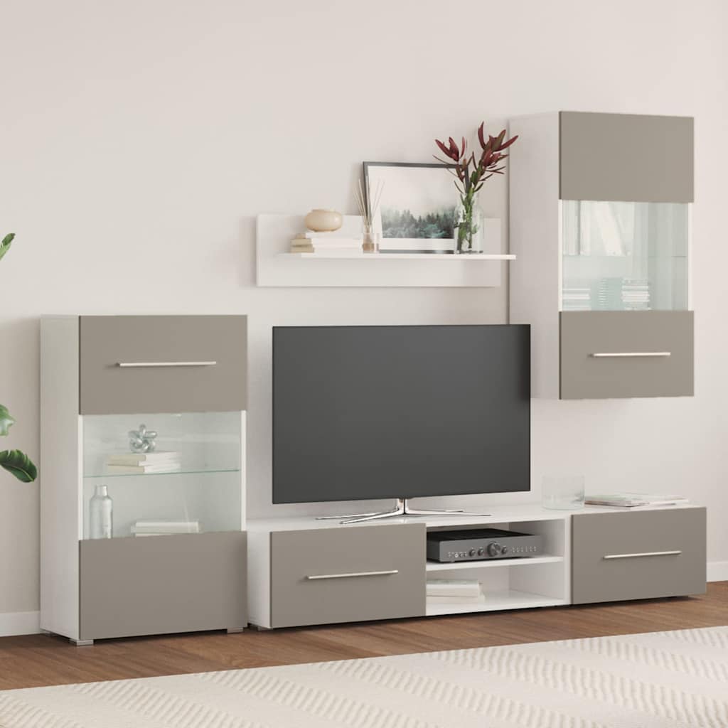 5 darabos TV-egység LED világítással kőszürke