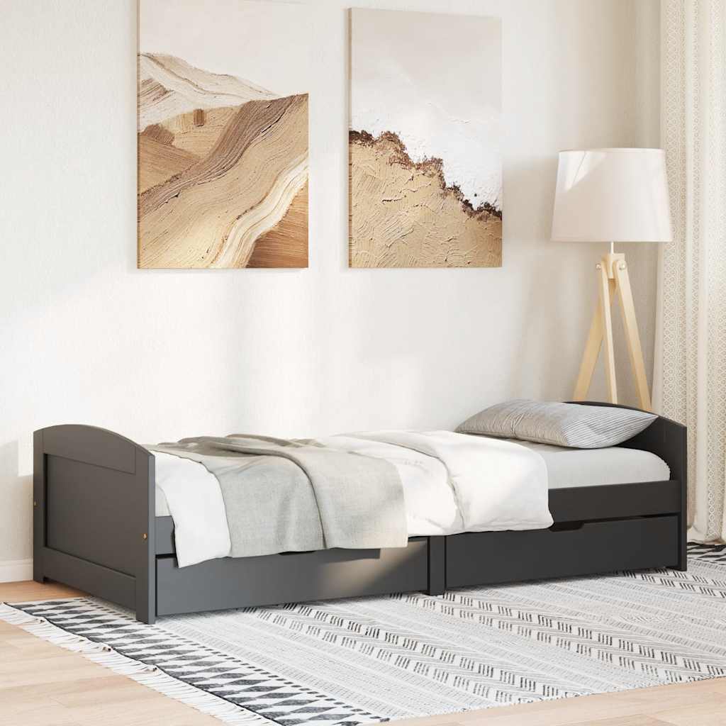 Napozóágy 2 fiókkal matrac nélkül IRUN Fekete 90x200 cm