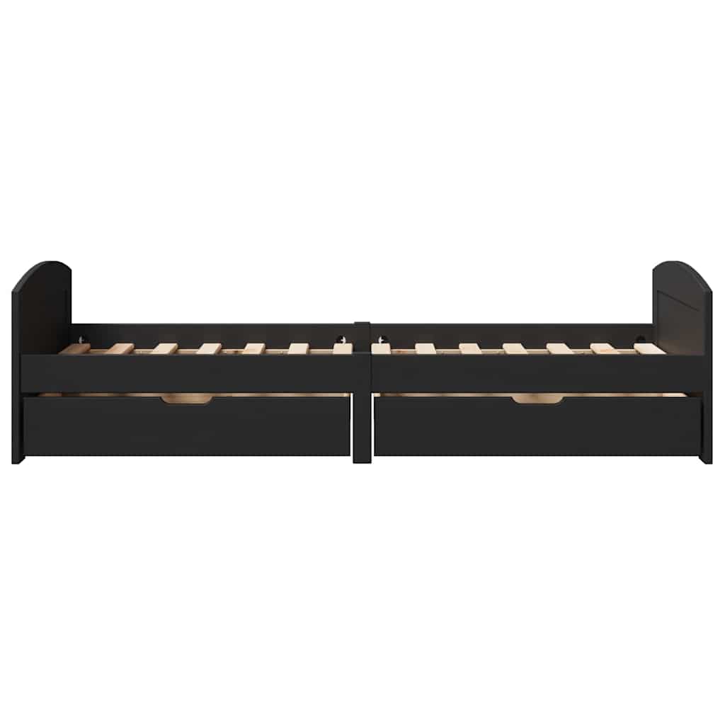 Napozóágy 2 fiókkal matrac nélkül IRUN Fekete 90x200 cm