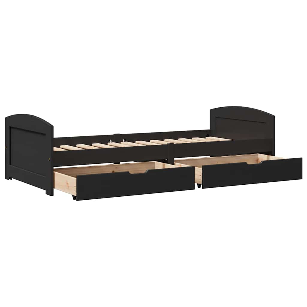 Napozóágy 2 fiókkal matrac nélkül IRUN Fekete 90x200 cm