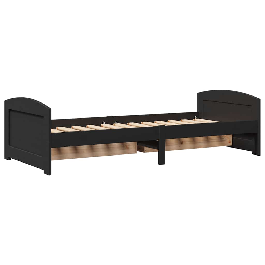Napozóágy 2 fiókkal matrac nélkül IRUN Fekete 90x200 cm