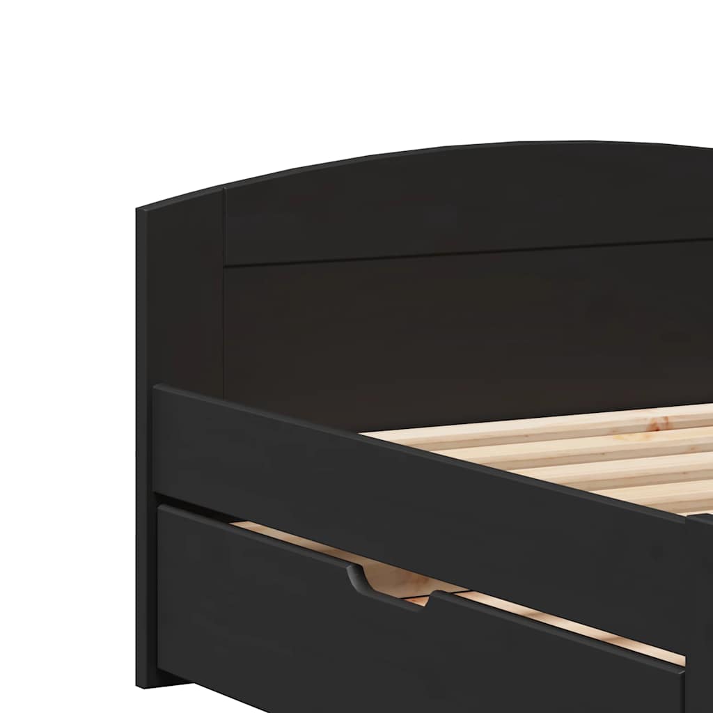 Napozóágy 2 fiókkal matrac nélkül IRUN Fekete 90x200 cm