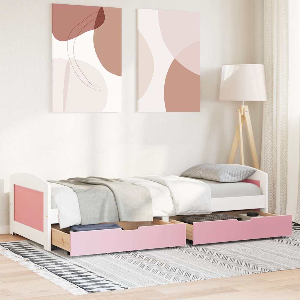 Napozóágy 2 fiókkal matrac nélkül IRUN Fehér&Rózsaszín 90x200cm