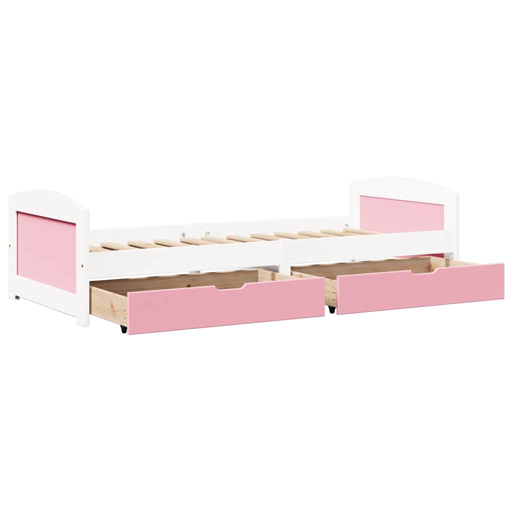 Napozóágy 2 fiókkal matrac nélkül IRUN Fehér&Rózsaszín 90x200cm