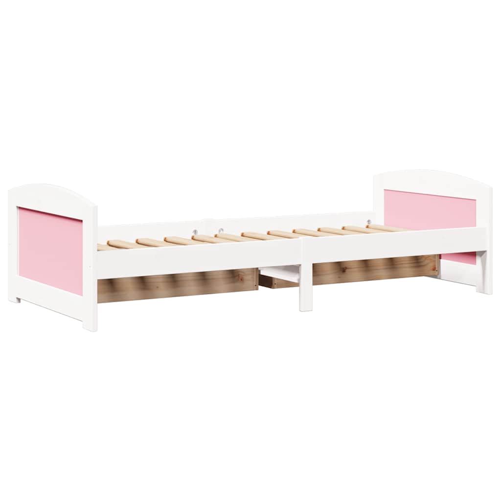 Napozóágy 2 fiókkal matrac nélkül IRUN Fehér&Rózsaszín 90x200cm