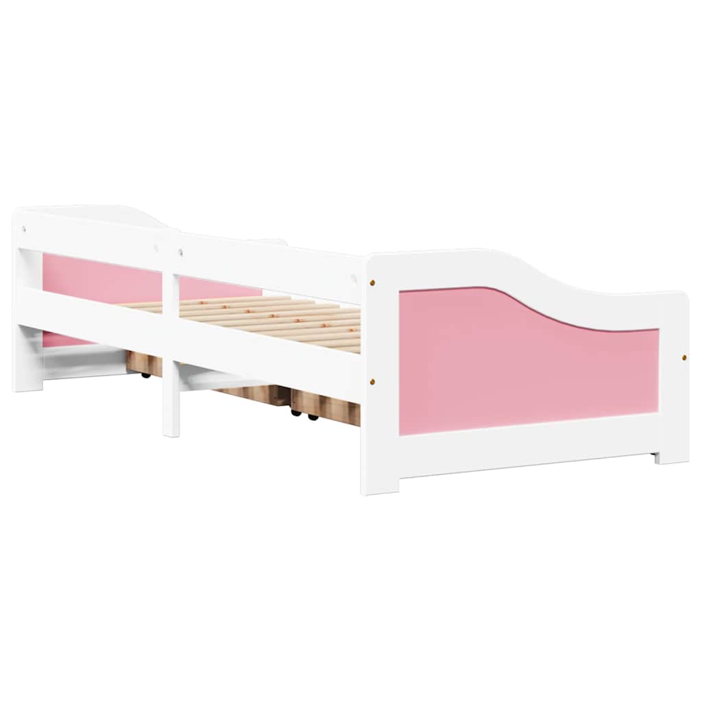 Napozóágy 2 fiókkal matrac nélkül IRUN Fehér&Rózsaszín 90x200cm