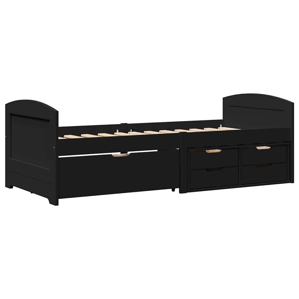 Napozóágy 5 fiókkal matrac nélkül IRUN Fekete 90x200 cm