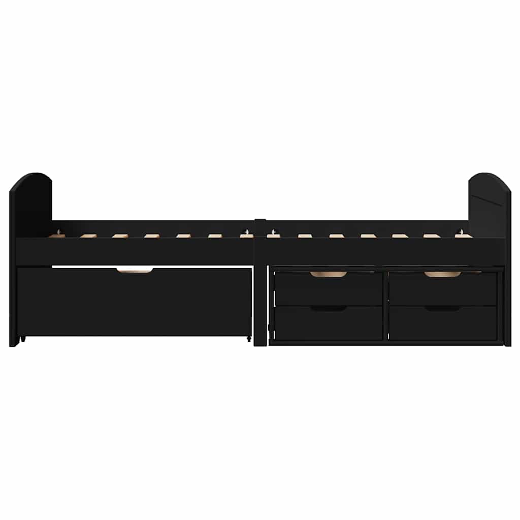 Napozóágy 5 fiókkal matrac nélkül IRUN Fekete 90x200 cm