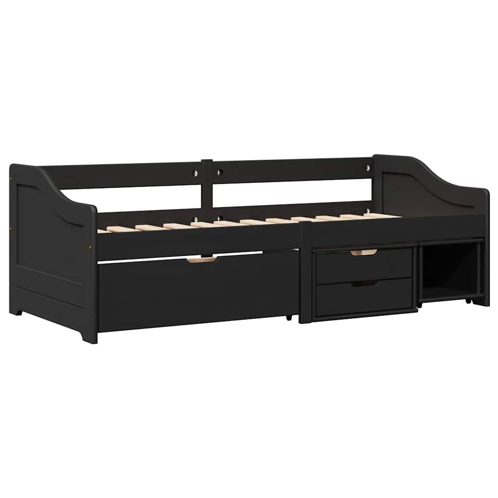 Napozóágy 3 fiókkal matrac nélkül IRUN Fekete 90x200 cm