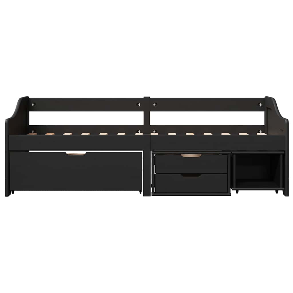 Napozóágy 3 fiókkal matrac nélkül IRUN Fekete 90x200 cm