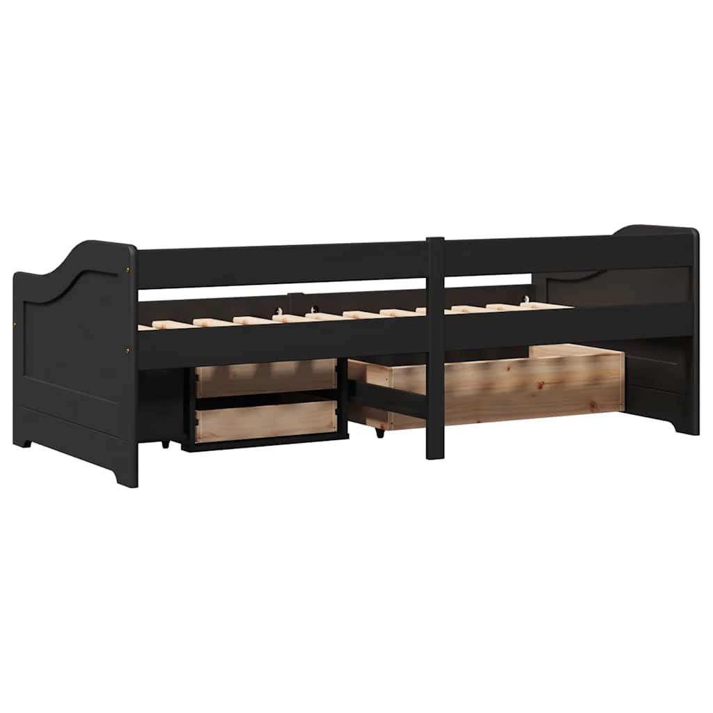 Napozóágy 3 fiókkal matrac nélkül IRUN Fekete 90x200 cm