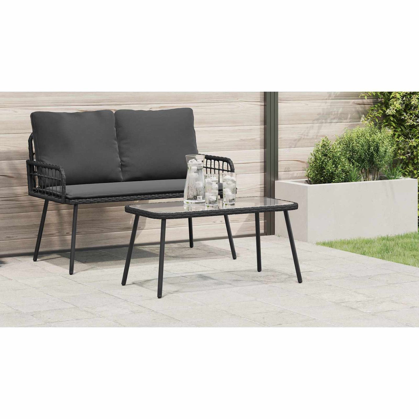 Dohányzóasztal Fekete 90 x 45 x 43 cm polirattan