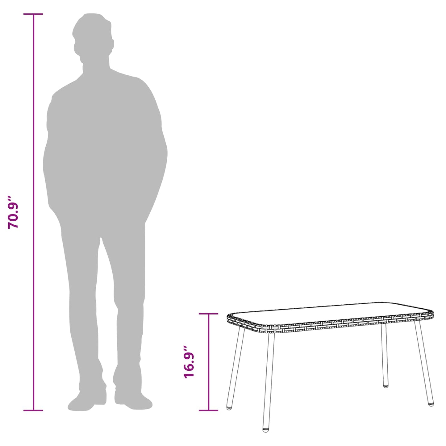 Dohányzóasztal Fekete 90 x 45 x 43 cm polirattan