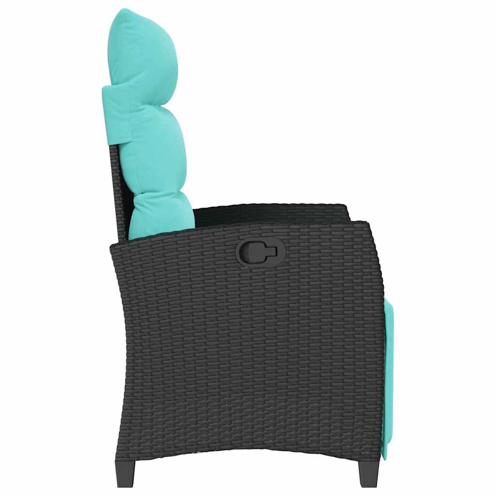 fekete polyrattan fekvő kerti szék oldalsó asztallal