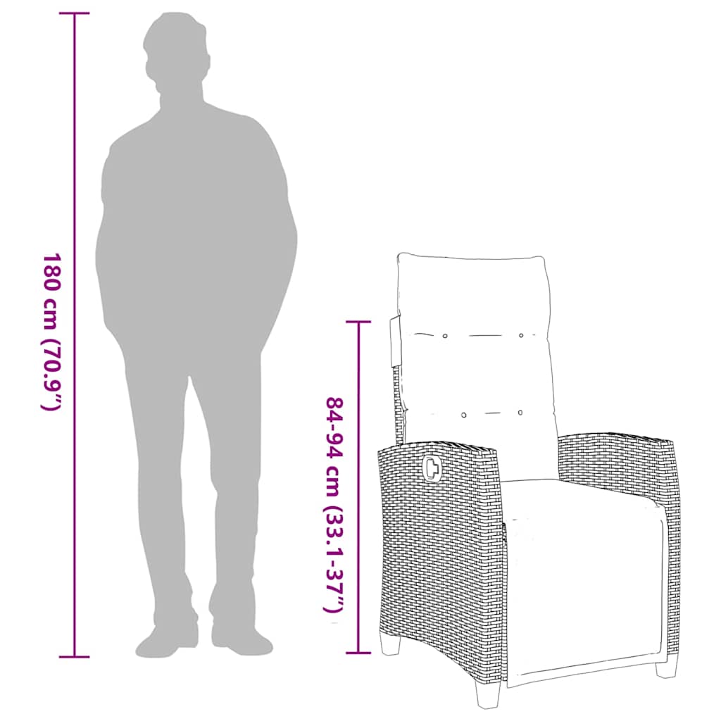 fekete polyrattan fekvő kerti szék oldalsó asztallal