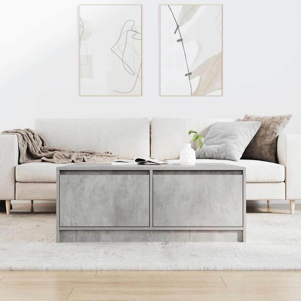 betonszürke dohányzóasztal fiókokkal 100x100x40 cm