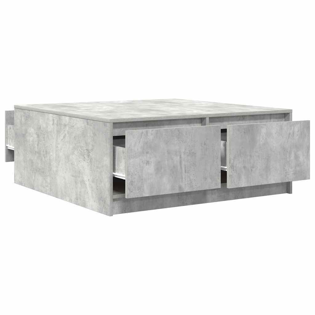betonszürke dohányzóasztal fiókokkal 100x100x40 cm