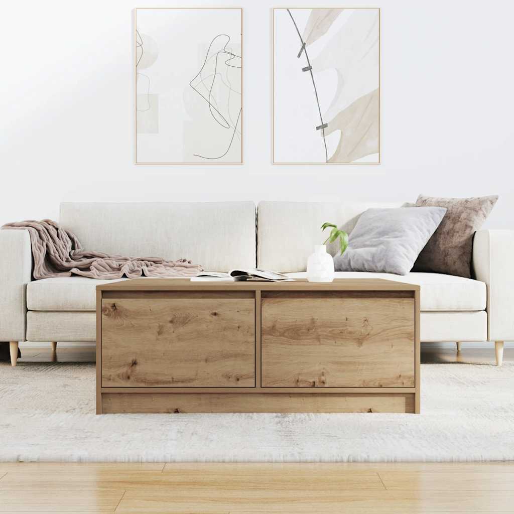 kézműves tölgy dohányzóasztal fiókokkal 100x100x40 cm