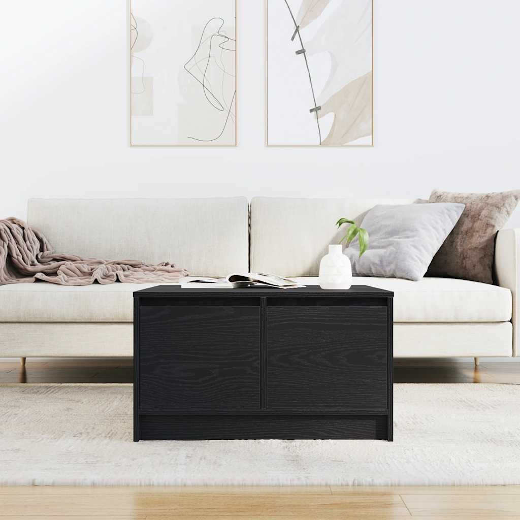 fekete tölgyfa dohányzóasztal fiókokkal 70,5x70x40 cm