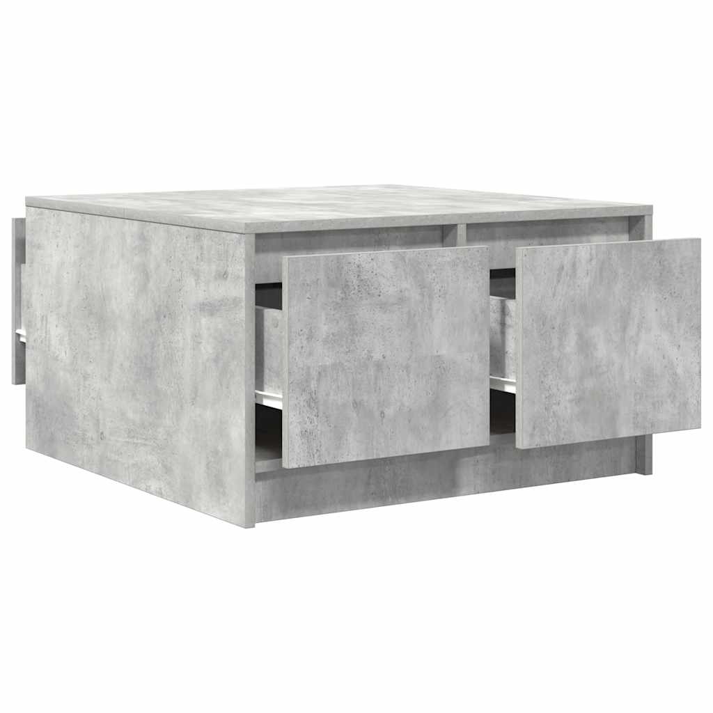 betonszürke dohányzóasztal fiókokkal 70,5x70x40 cm