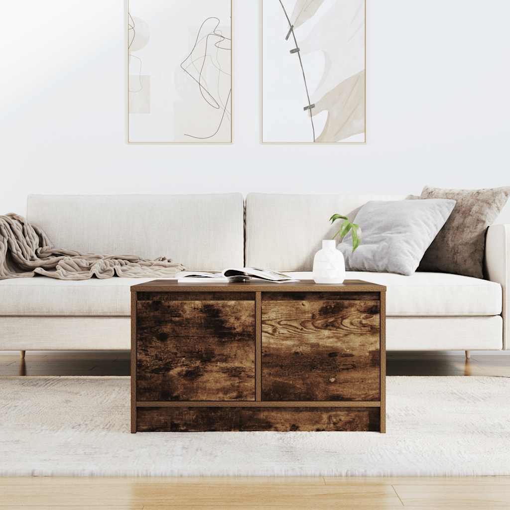 füstölt tölgy dohányzóasztal fiókokkal 70,5x70x40 cm