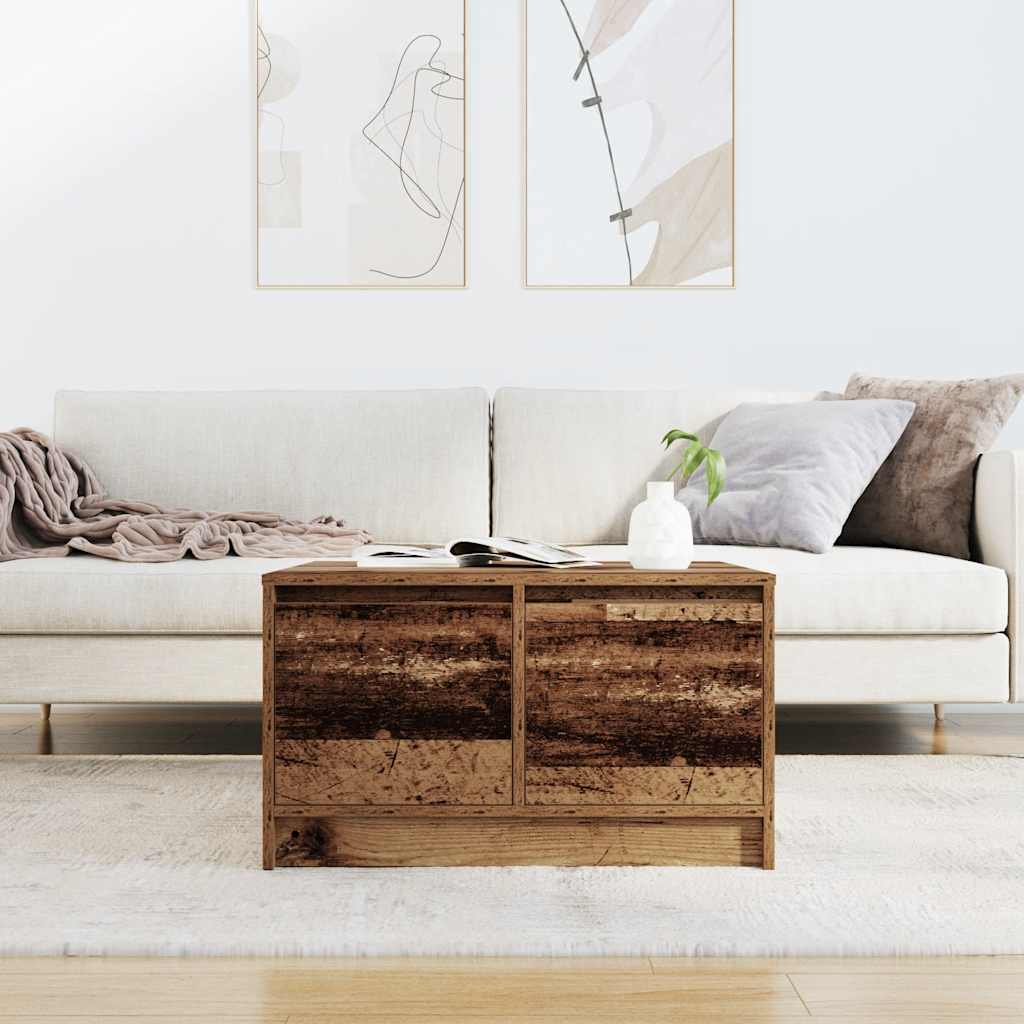 antik fa dohányzóasztal fiókokkal 70,5x70x40 cm