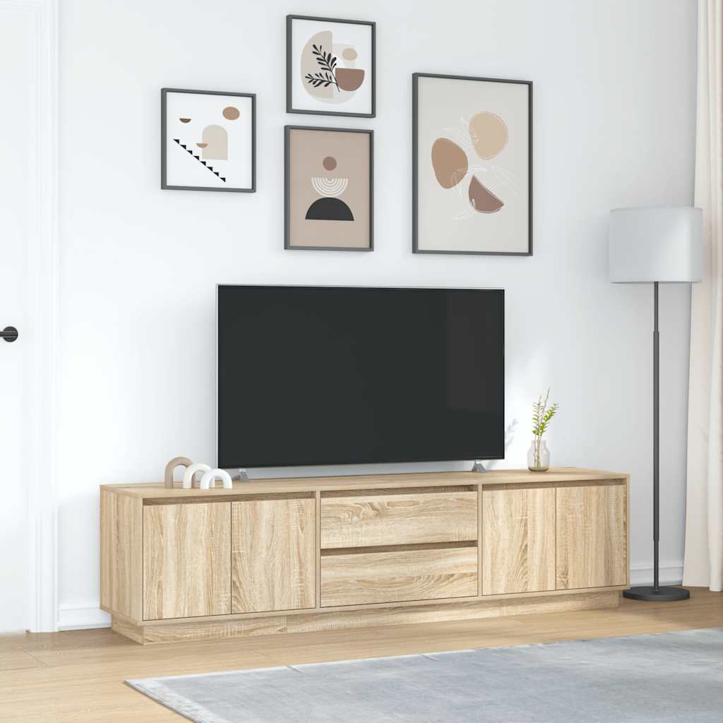 sonoma-tölgy színű TV-szekrény LED-lámpákkal 193,5x41x50 cm