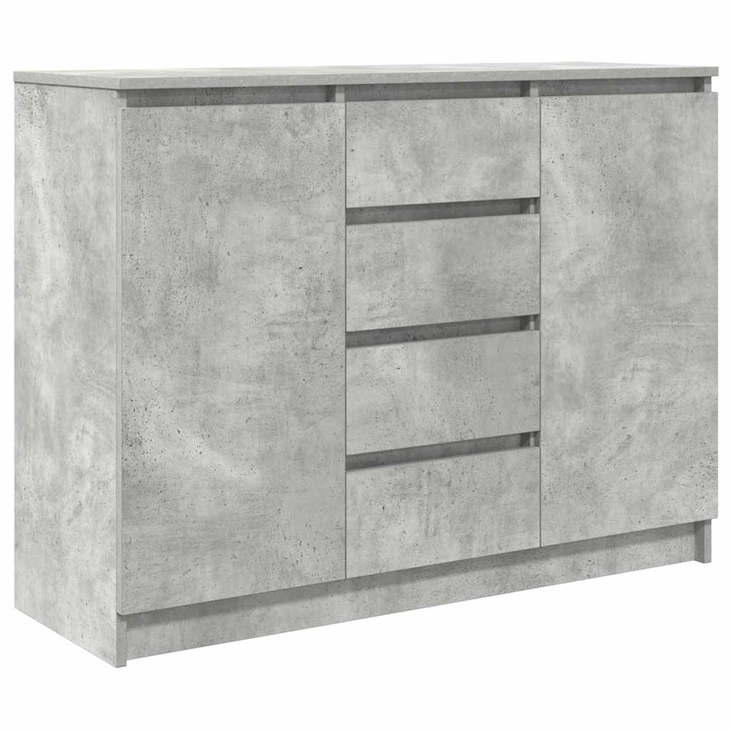 betonszürke szerelt fa tálalószekrény fiókos 100,5x35x76 cm