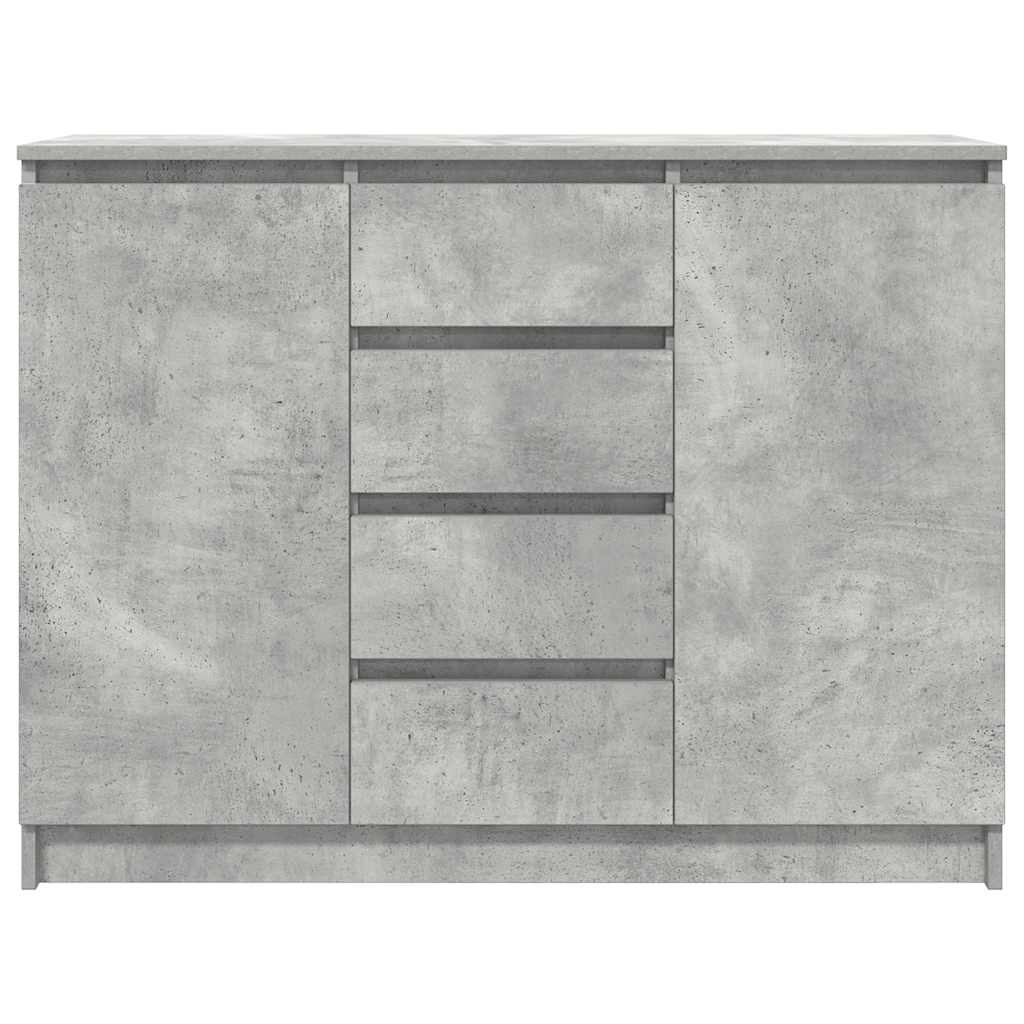 betonszürke szerelt fa tálalószekrény fiókos 100,5x35x76 cm