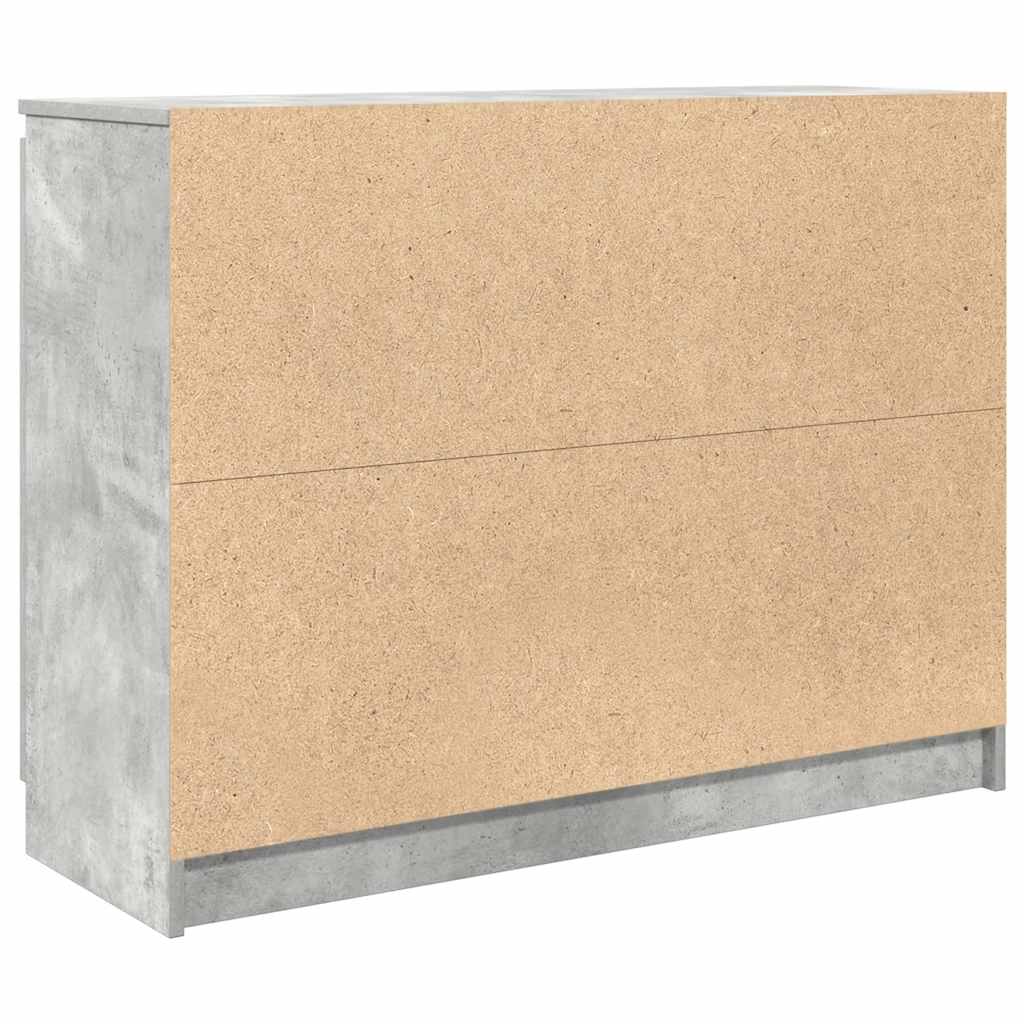 betonszürke szerelt fa tálalószekrény fiókos 100,5x35x76 cm