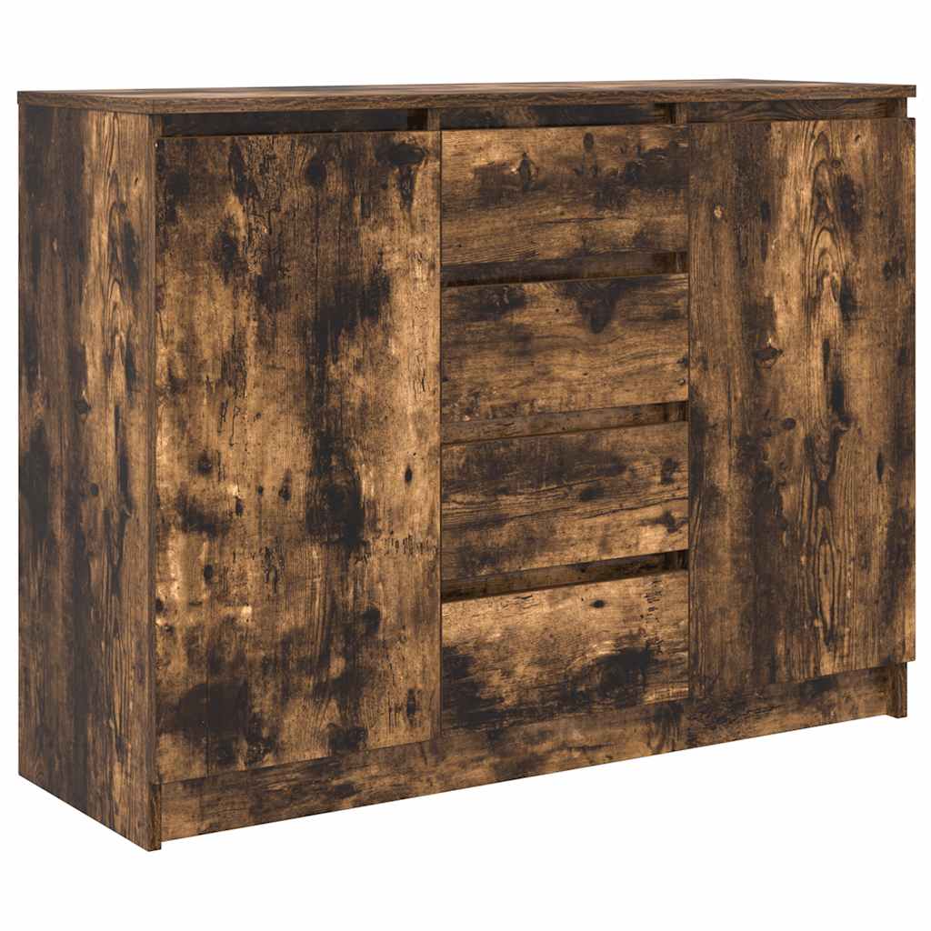füstölt tölgy szerelt fa tálalószekrény fiókos 100,5x35x76 cm