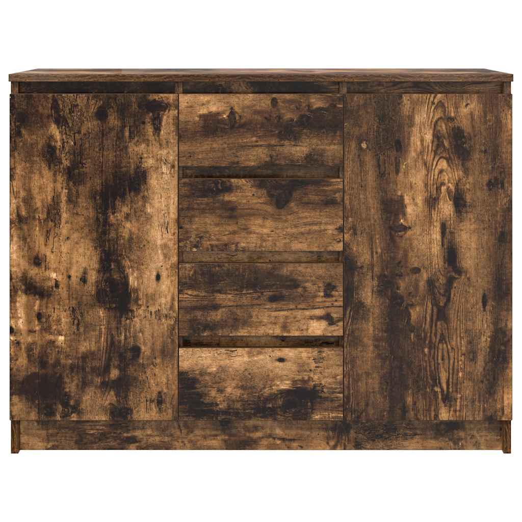 füstölt tölgy szerelt fa tálalószekrény fiókos 100,5x35x76 cm